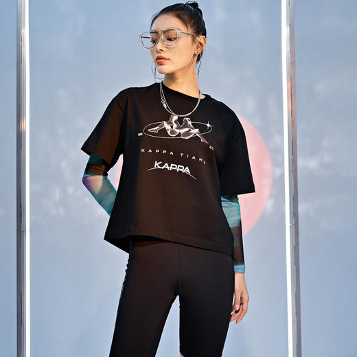 Kappa卡帕2022夏季新款女装圆领短袖T恤运动休闲潮半袖K0C42TD02F 商品图2