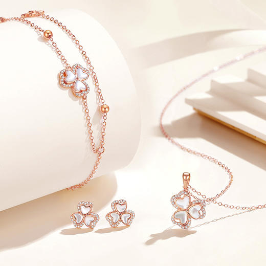 【幻彩三叶草】S925银三叶草贝母心形耳饰【JHY-E000468M】 商品图1