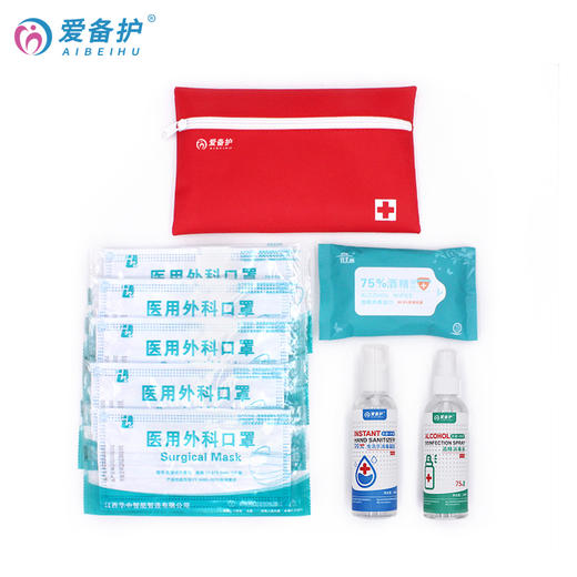 爱备护 防疫应急包 消毒防护套装 ABH-L008M 红色  含6种10件急救用品 商品图1