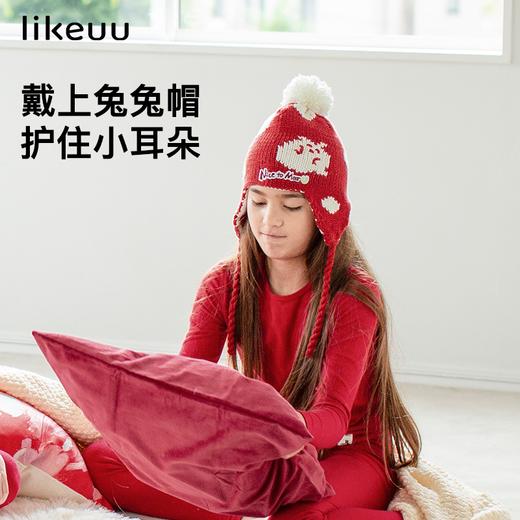 likeuu抱抱兔波点毛线围巾帽子幸运红兔年本命年男女童新款LG22B2081 商品图2