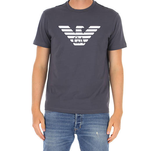 EMPORIO ARMANI 阿玛尼 男士棉质徽标印花圆领短袖T恤 深灰色 8N1TN5 1JPZZ 0686 商品图1