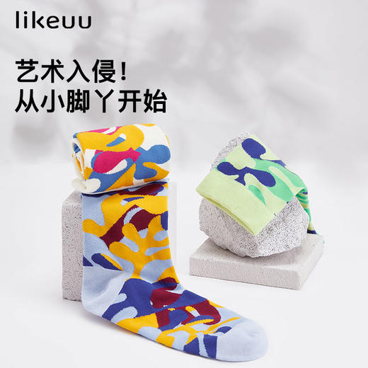 ubras旗下likeuu你好艺术联名款亲子中筒袜儿童精梳棉袜子34-38码 商品图2