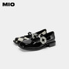 MIO米奥春季英伦风舒适低跟浅口单鞋花朵钻饰甜酷复古玛丽珍女鞋M231430104 商品缩略图4