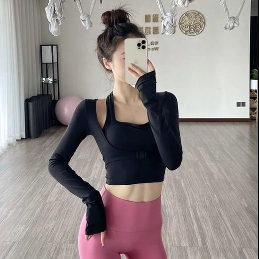 带胸垫瑜伽服套装女秋冬款洋气跑步运动T恤长袖速干健身上衣外穿 商品图6