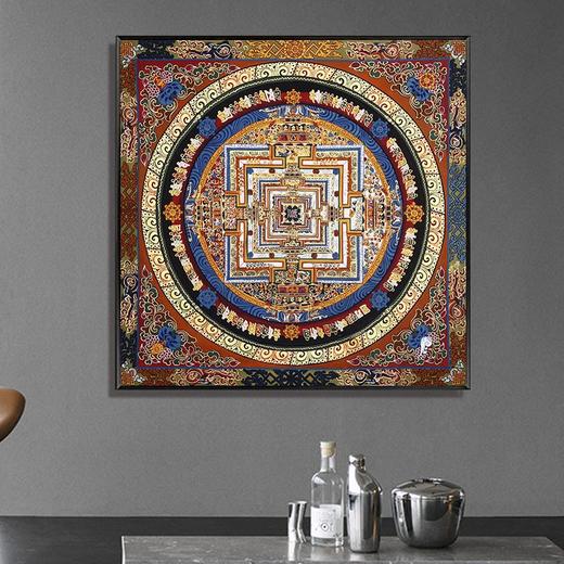 中式唐卡六字真言装饰画心经挂画客厅玄关西藏坛城中堂背景墙壁画 商品图4