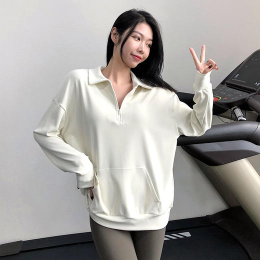 跃牌【禅语梵心系列】宽松半拉链健身长袖外套 无胸垫FX2101（不带胸垫） 商品图3