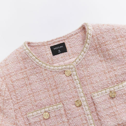 西遇粉色小香风外套女新款法式名媛风气质短款开衫上衣11721384 商品图5