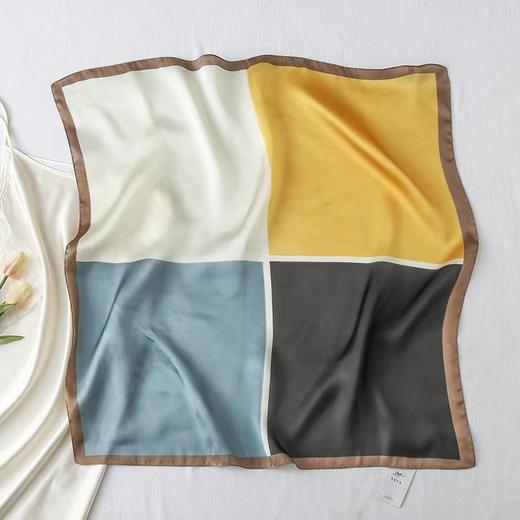 春夏新款丝巾黑白条纹印花丝巾 装饰简约风小方巾女ken24 商品图6