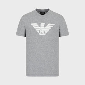 EMPORIO ARMANI 阿玛尼 男士棉质徽标印花圆领短袖T恤 灰色 8N1TN5 1JPZZ 0688