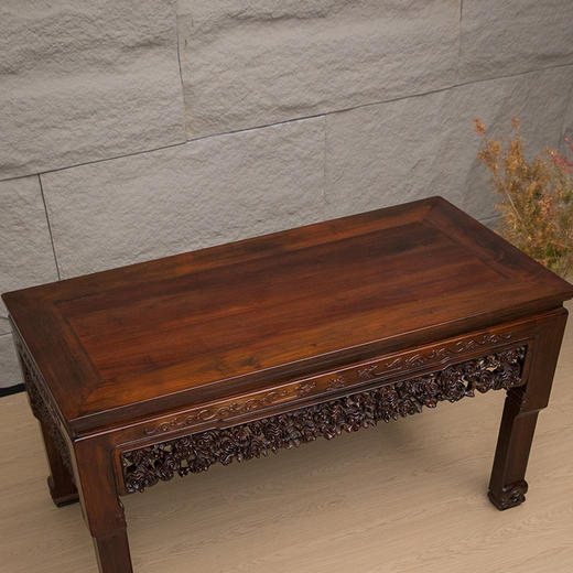 清 红木透雕灵芝纹画桌 商品图2