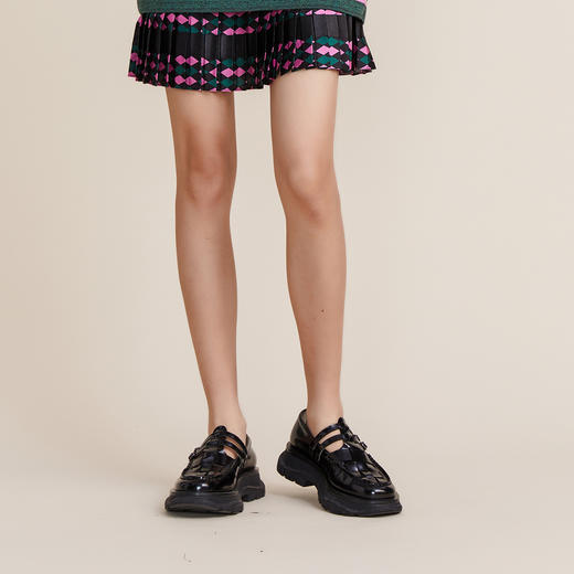 MIIDII谜底2022春新款厚底松糕单鞋法式学院风牛皮编织221MX0443 商品图2