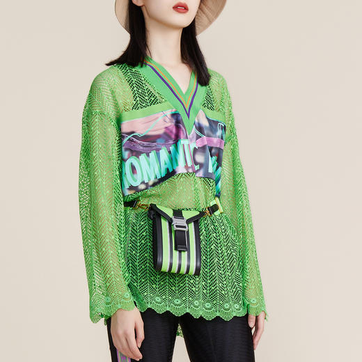 MIIDII谜底2022春新款休闲时尚条纹运动感PU革小肩包女221MQ0421 商品图2