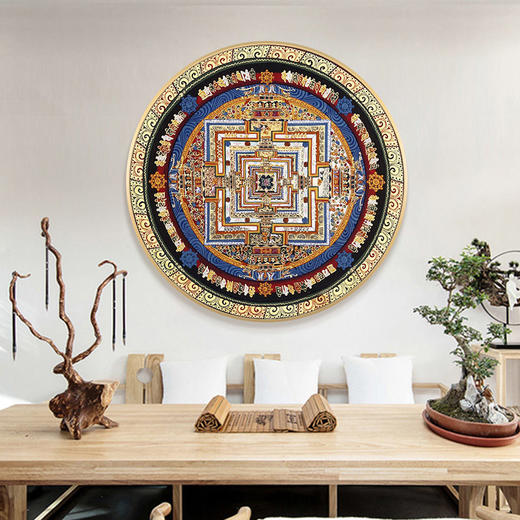 心经唐卡装饰画招财圆形挂画西藏坛城中堂壁画进门过道宅玄关画 商品图7