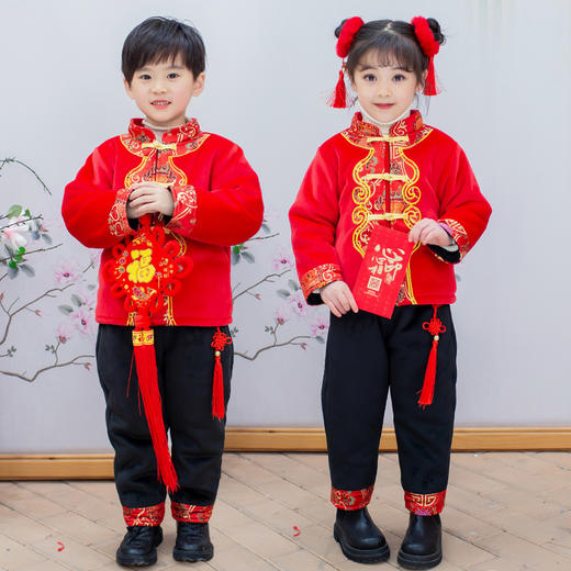 拜年服汉服男女童，冬季中国风民族风唐装套装MXT-T2S喜庆拜年服 商品图2