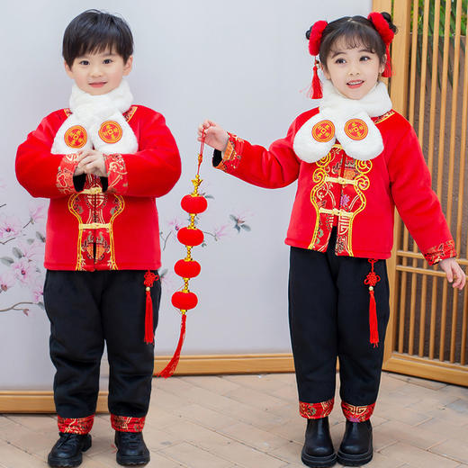 拜年服汉服男女童，冬季中国风民族风唐装套装MXT-T2S喜庆拜年服 商品图5