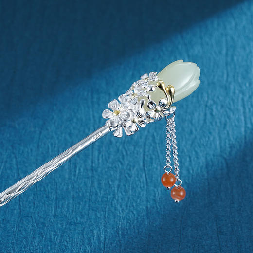 子佩集S925银【玉兰】和田玉发簪【WSJ0106】2212 商品图1