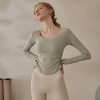 跃牌【禅语梵心系列】裸感紧身褶皱瑜伽上衣长袖 无胸垫FX2100（不带胸垫） 商品缩略图0
