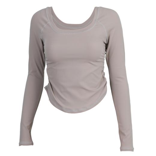 跃牌【禅语梵心系列】裸感紧身褶皱瑜伽上衣长袖 无胸垫FX2100（不带胸垫） 商品图4