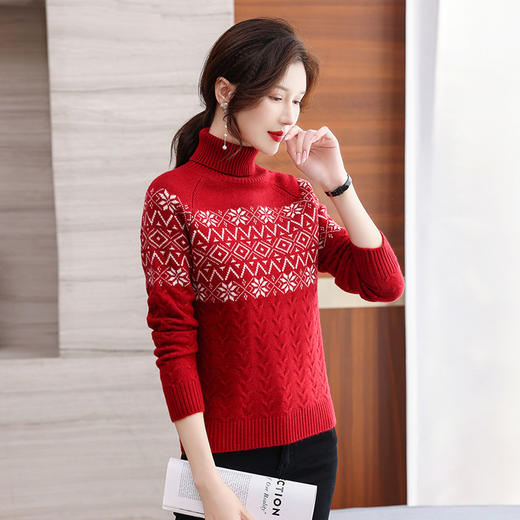 高领针织打底衫内搭保暖秋冬新款厚款修身印花上衣CC-BBT-6656 商品图1