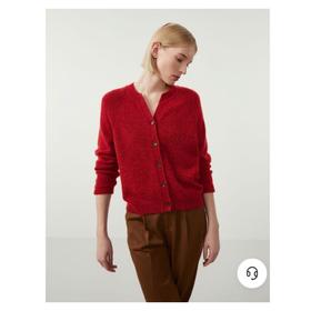 3楼珍贝圆V领女开衫