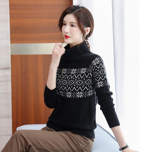 高领针织打底衫内搭保暖秋冬新款厚款修身印花上衣CC-BBT-6656 商品图3
