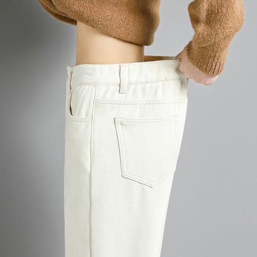 白色加绒牛仔裤，高腰宽松羊羔绒哈伦老爹裤MC-哈伦裤 商品图3