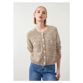 3楼珍贝圆领袋饰女开衫