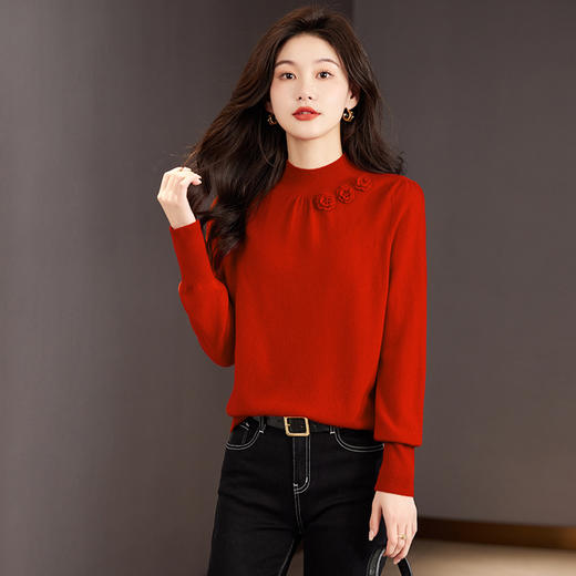 年轻妈妈羊毛衫100纯羊毛中领打底衫厚内搭CC-52-YM863 商品图5