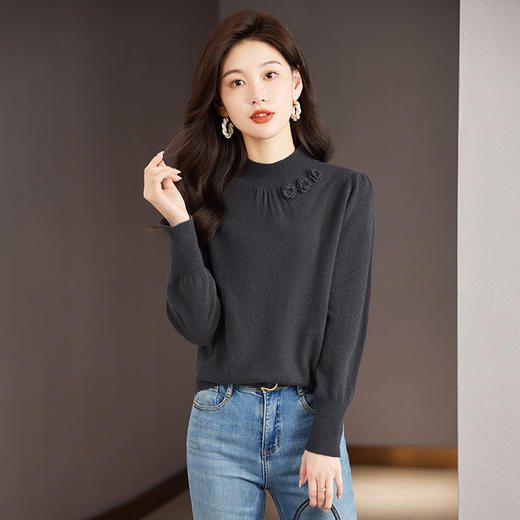 年轻妈妈羊毛衫100纯羊毛中领打底衫厚内搭CC-52-YM863 商品图8