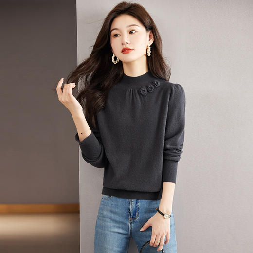 年轻妈妈羊毛衫100纯羊毛中领打底衫厚内搭CC-52-YM863 商品图3