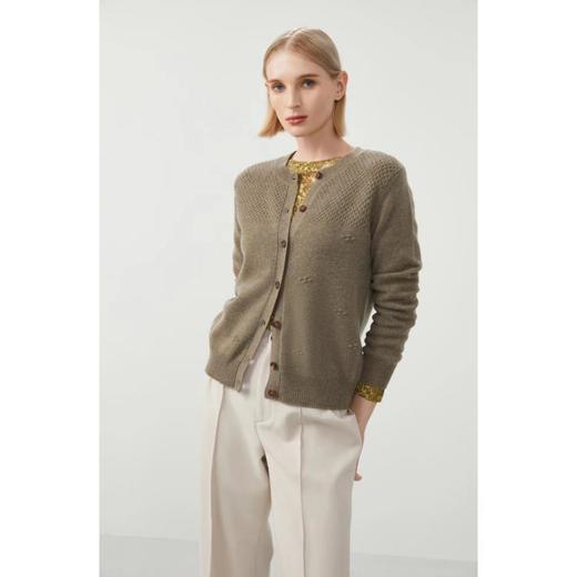 3楼珍贝圆领提花女开衫 商品图0