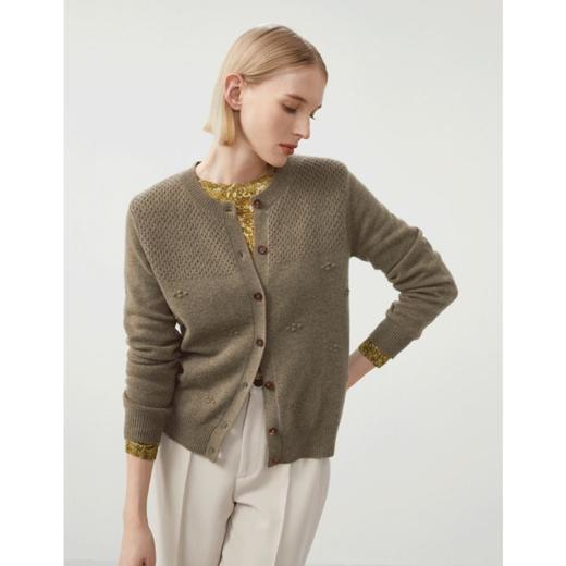 3楼珍贝圆领提花女开衫 商品图1