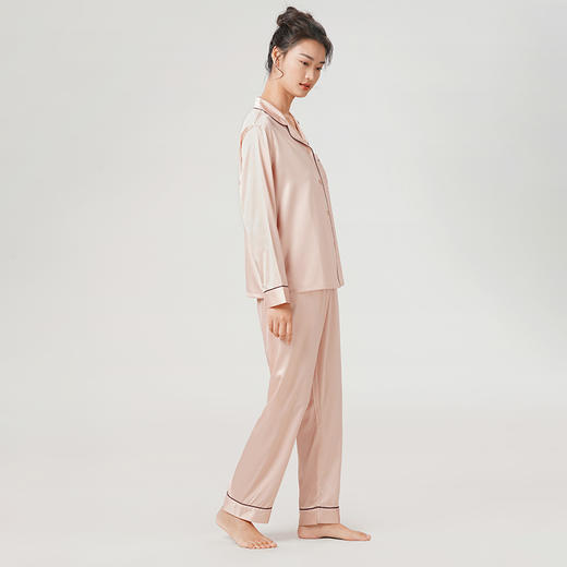 都市丽人哑光弹力色丁薄长袖家居服睡衣新年本命年红品LH31D1 商品图1