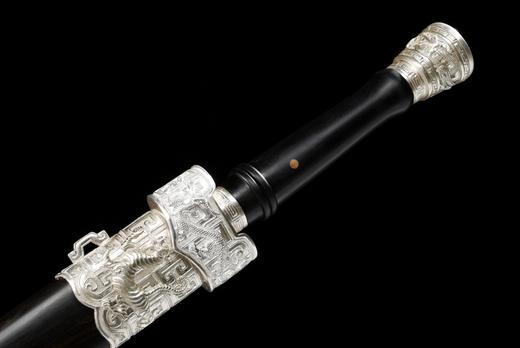 五行剑纯银版 草钢毛铁夹钢 大叶紫檀鞘 开三槽 未开刃 商品图3