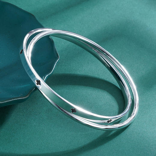 子佩集S999银【致爱】手镯【ZCE049D】两个圈四叶草2212 商品图5