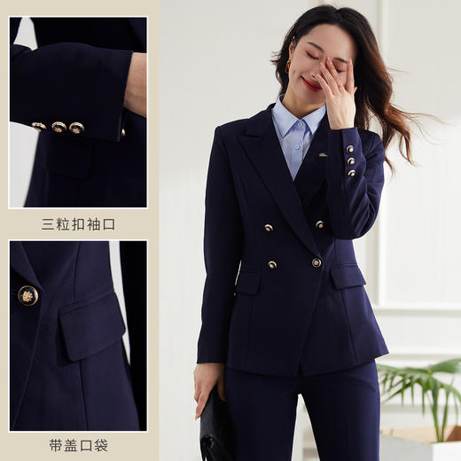 【上衣+裤子】罗蒙春秋款女式套装时尚优雅通勤舒适西服套装两件套女 商品图4