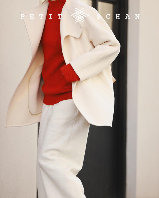 PETIT SCHAN小闪 CLO#126 dawn 曙色 超细美丽诺羊毛立领插肩袖全羊毛针织衫 商品图3