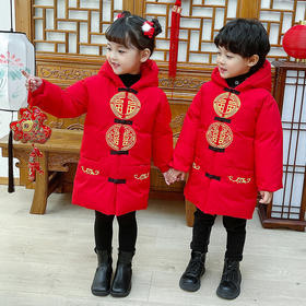拜年服男童女童，唐装加厚冬装过年QC-福喜拜年服男女