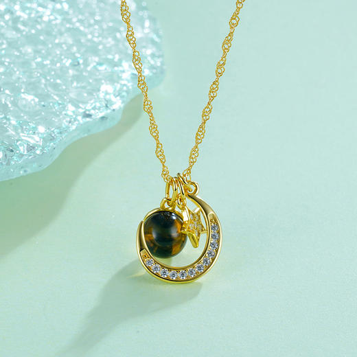 子佩集S925银【月户星窗】套链项链【DSD888】镀金蓝珀2212 商品图5