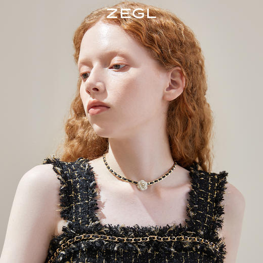 ZEGL小香风山茶花项链女轻奢小众复古法式锁骨链choker项圈脖颈链 商品图4