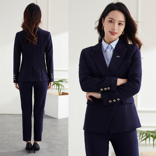 【上衣+裤子】罗蒙春秋款女式套装时尚优雅通勤舒适西服套装两件套女 商品图5