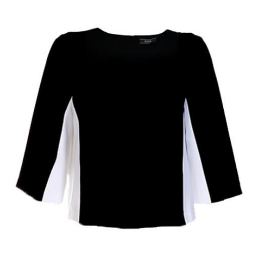 EITIE爱特爱春新款时尚一字领撞色七分袖通勤直筒宽松T恤上衣A2313103 商品图6