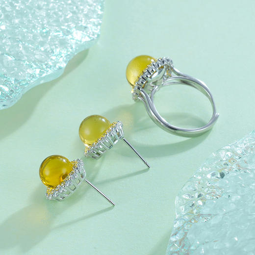 子佩集S925银【瑶瑟】戒指【J1021】镀金蓝珀2212 商品图4