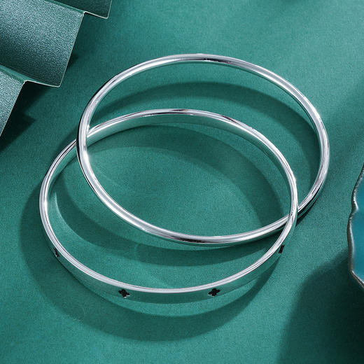 子佩集S999银【致爱】手镯【ZCE049D】两个圈四叶草2212 商品图1