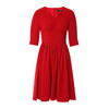 EITIE爱特爱春新款复古V领高腰时尚显瘦百褶泡泡袖红色连衣裙A2307101 商品缩略图4