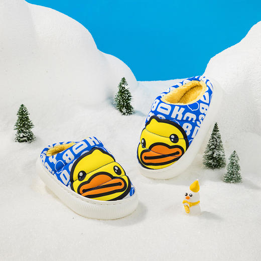 B.Duck小黄鸭儿童童鞋冬季休闲加绒保暖棉拖20-34 B4210940 商品图4