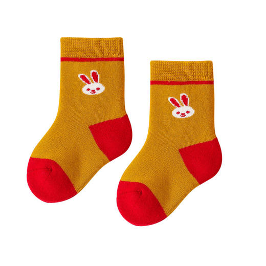 【2双装 360°仿蜂巢蓄热毛圈 无惧寒冷】毛圈加厚冬款婴儿袜子兔年新年袜百日周岁宝宝袜子大红袜子 商品图7