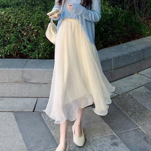 仙女裙温柔小个子2023夏季新款白色纱裙不规则a字网纱半身裙un07 商品图0