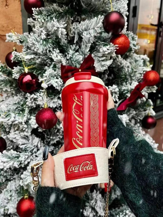 不一样的圣诞礼物！区别F货 ZP推荐GxC可乐联名圣诞限定咖啡杯新年红316L不锈钢内胆保温杯 送链条杯袋 可斜跨保热保冷水壶 商品图8