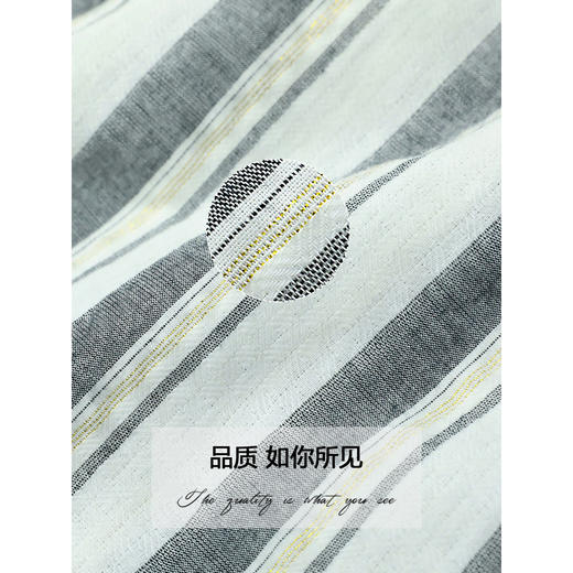COCOBELLA亮丝竖条纹短袖衬衫女宽松休闲舒适全棉衬衣SR607 商品图3